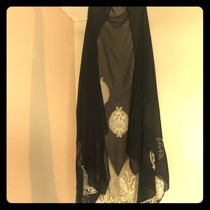 Sheer Black vest with ivory lace